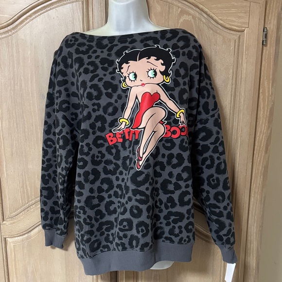 New Betty Boop Leopard Print Sweatshirt - Picture 9 of 15